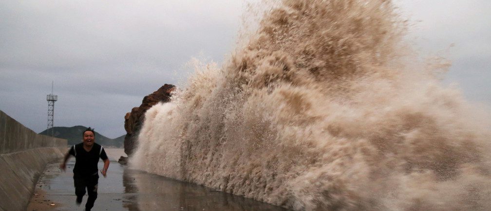 Seawall During Large Waves